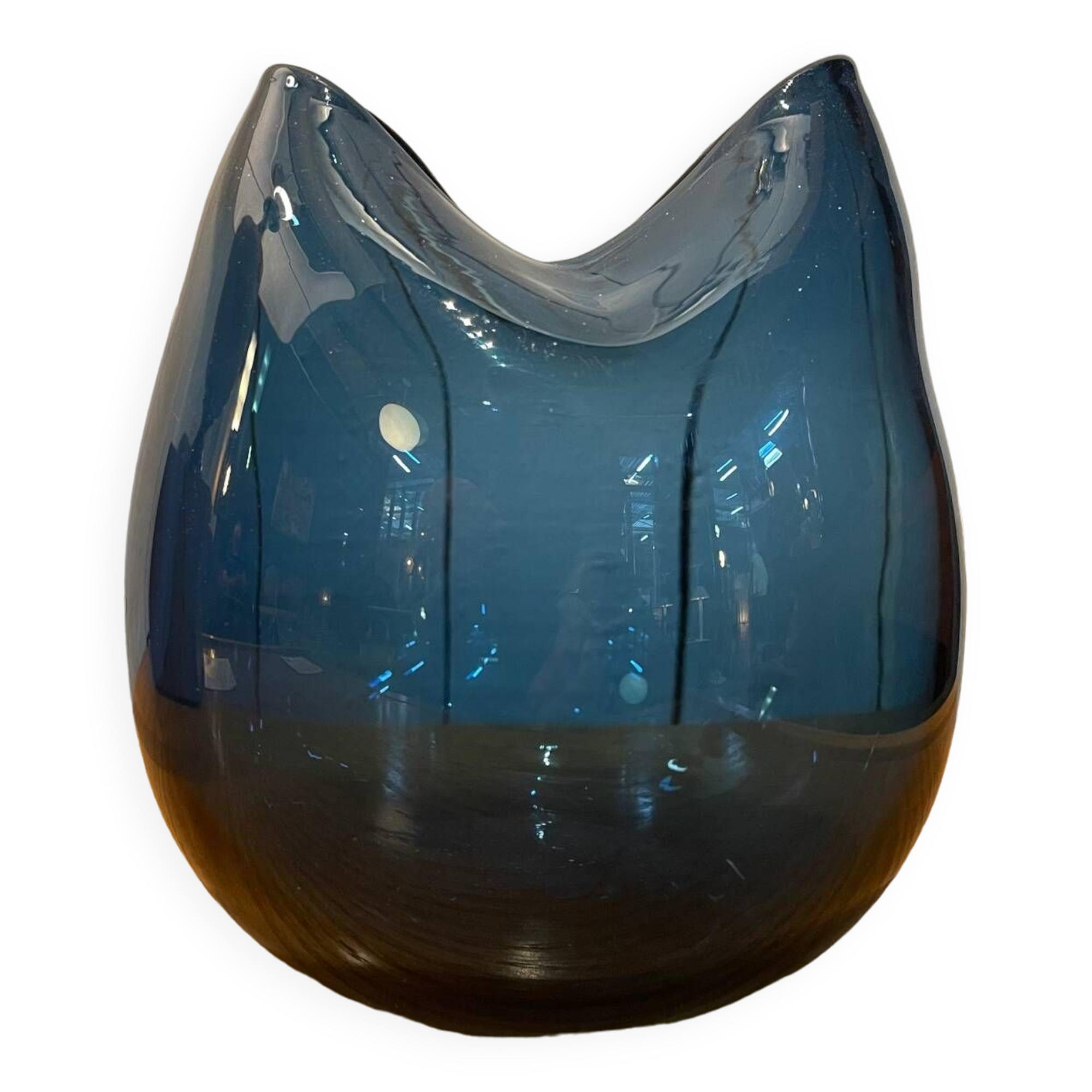 Blue glass vase