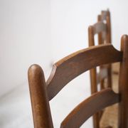 Architectural high-back chairs, straw seat, set of 4.
