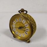 beautiful little golden mechanical alarm clock - vintage - TALGO - works