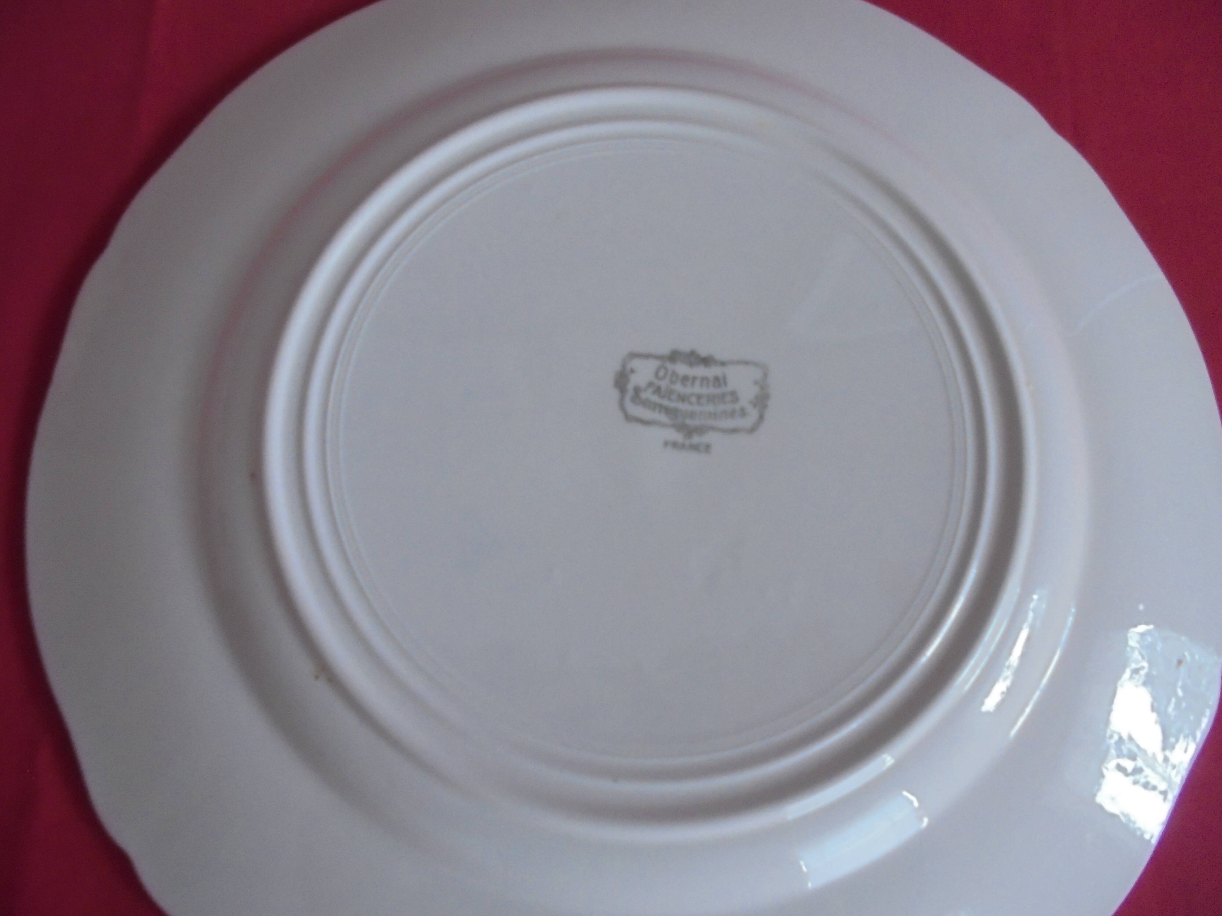 Round serving plate No. 1 Obernai Faïence Sarreguemines diameter 31.5 cm