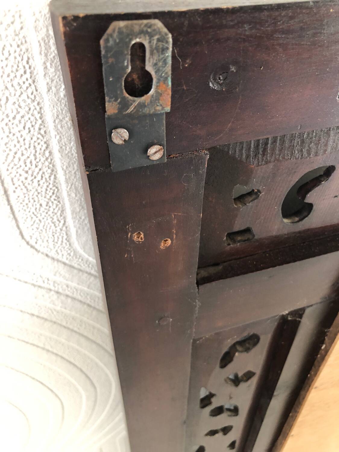 Vintage Indonesian teak shuttered mirror