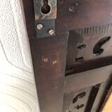 Vintage Indonesian teak shuttered mirror