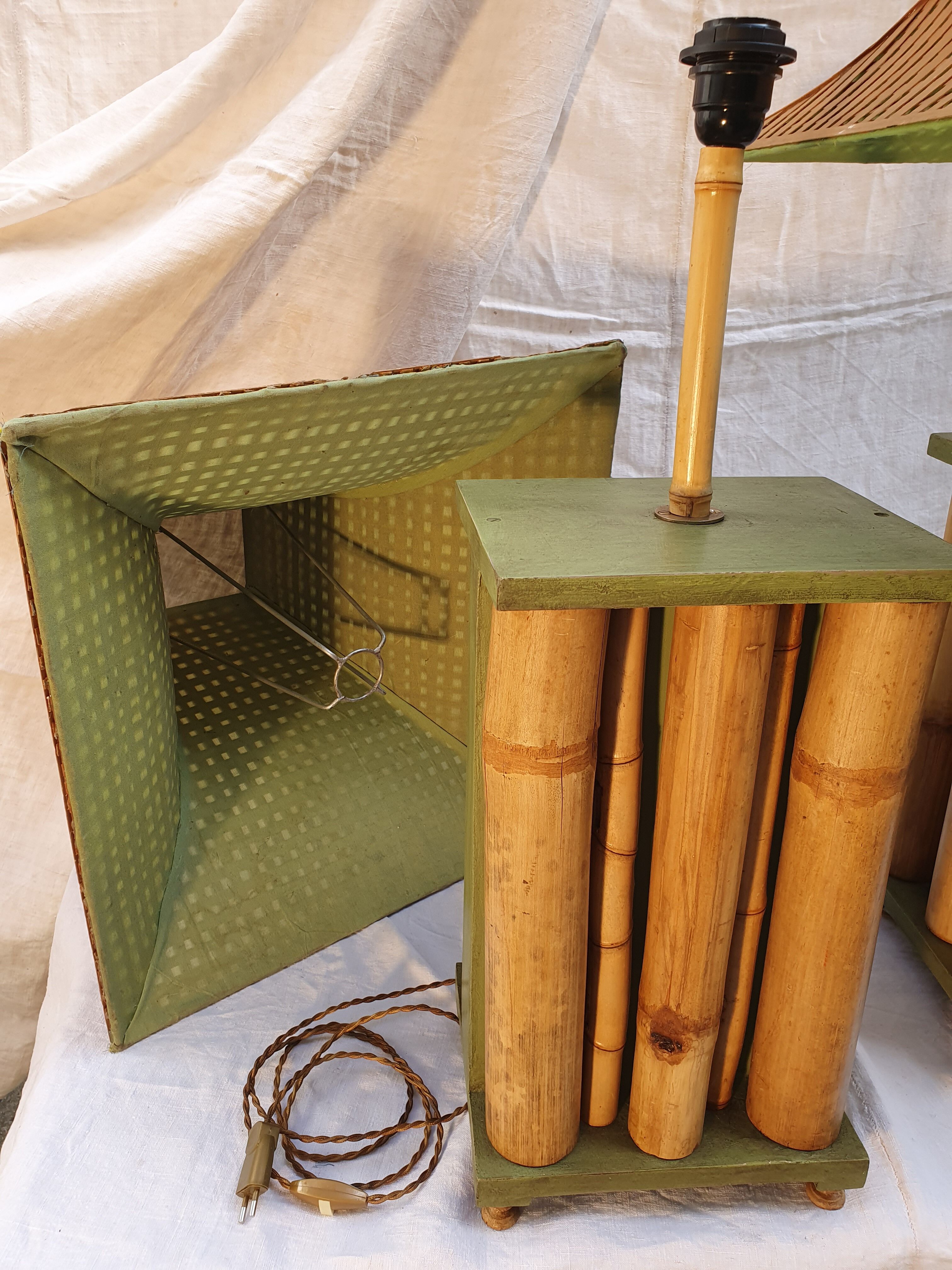 Pair of large oriental-inspired lamps
