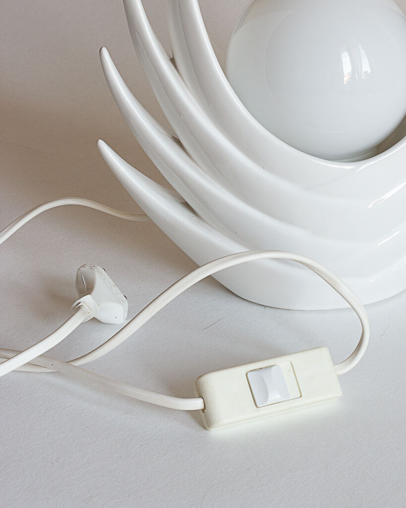Organic white ceramic lamp, Italy, 70s