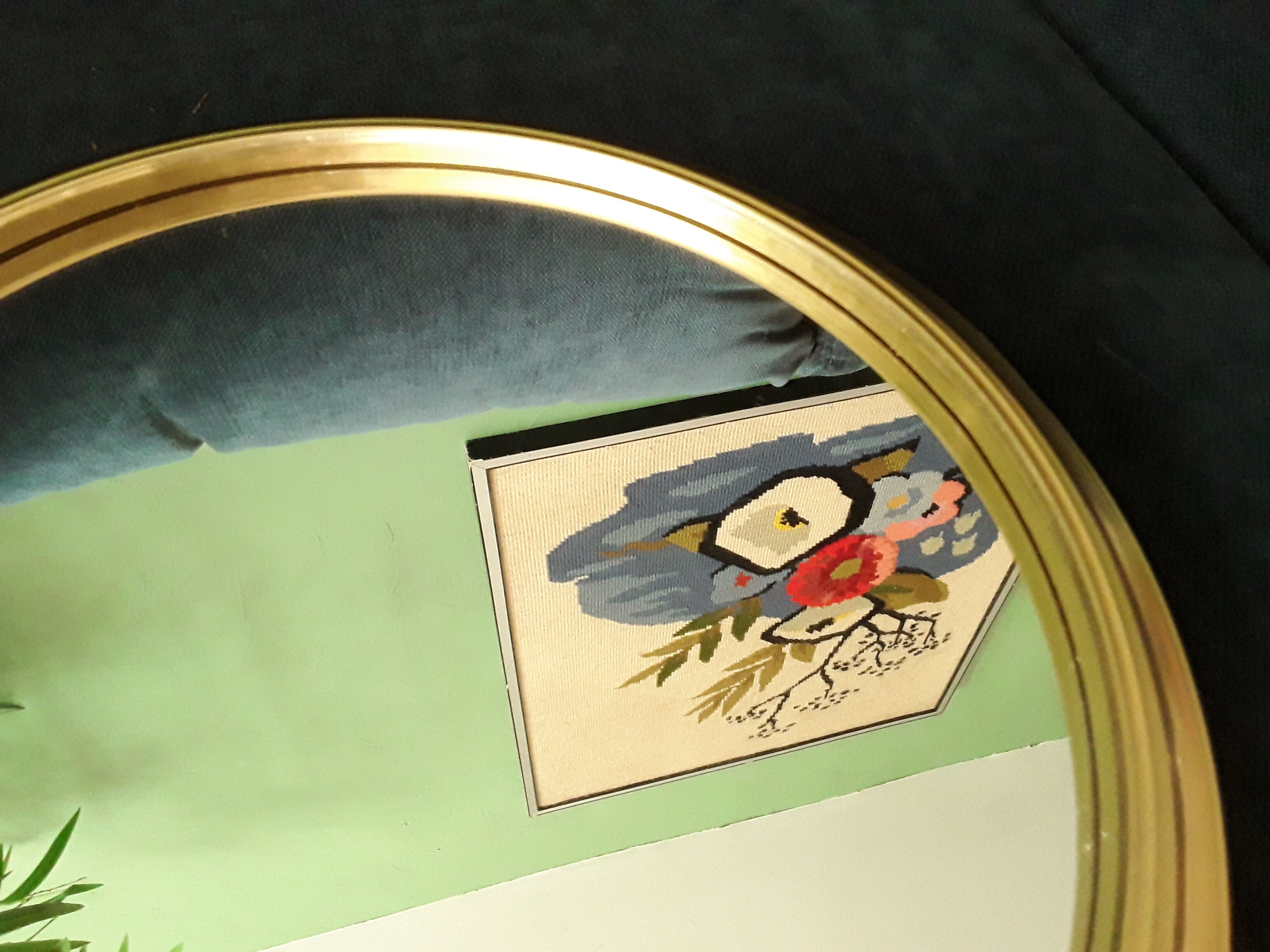Mirror or vintage mirror top in golden brass