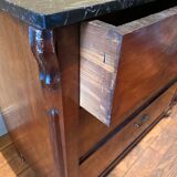 Chest of drawers 3 drawers in walnut top marble style Louis philippe
