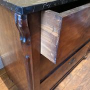 Chest of drawers 3 drawers in walnut top marble style Louis philippe