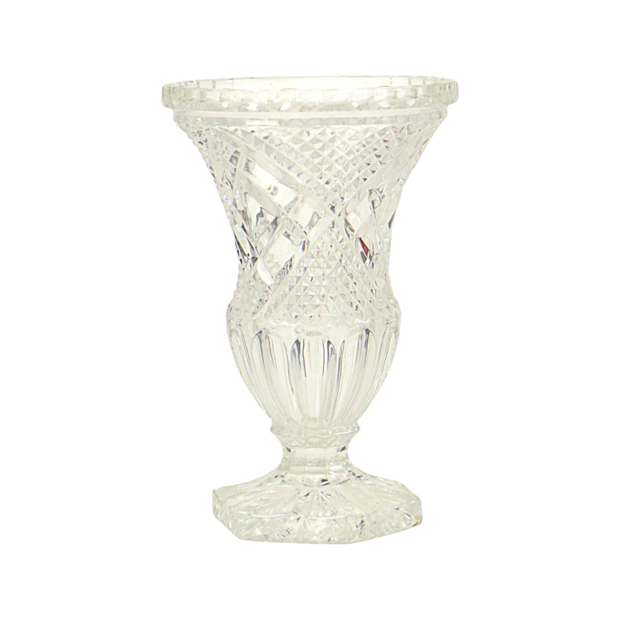Vintage Vase Bohemian Crystal Diamond Pattern Medici 23cm