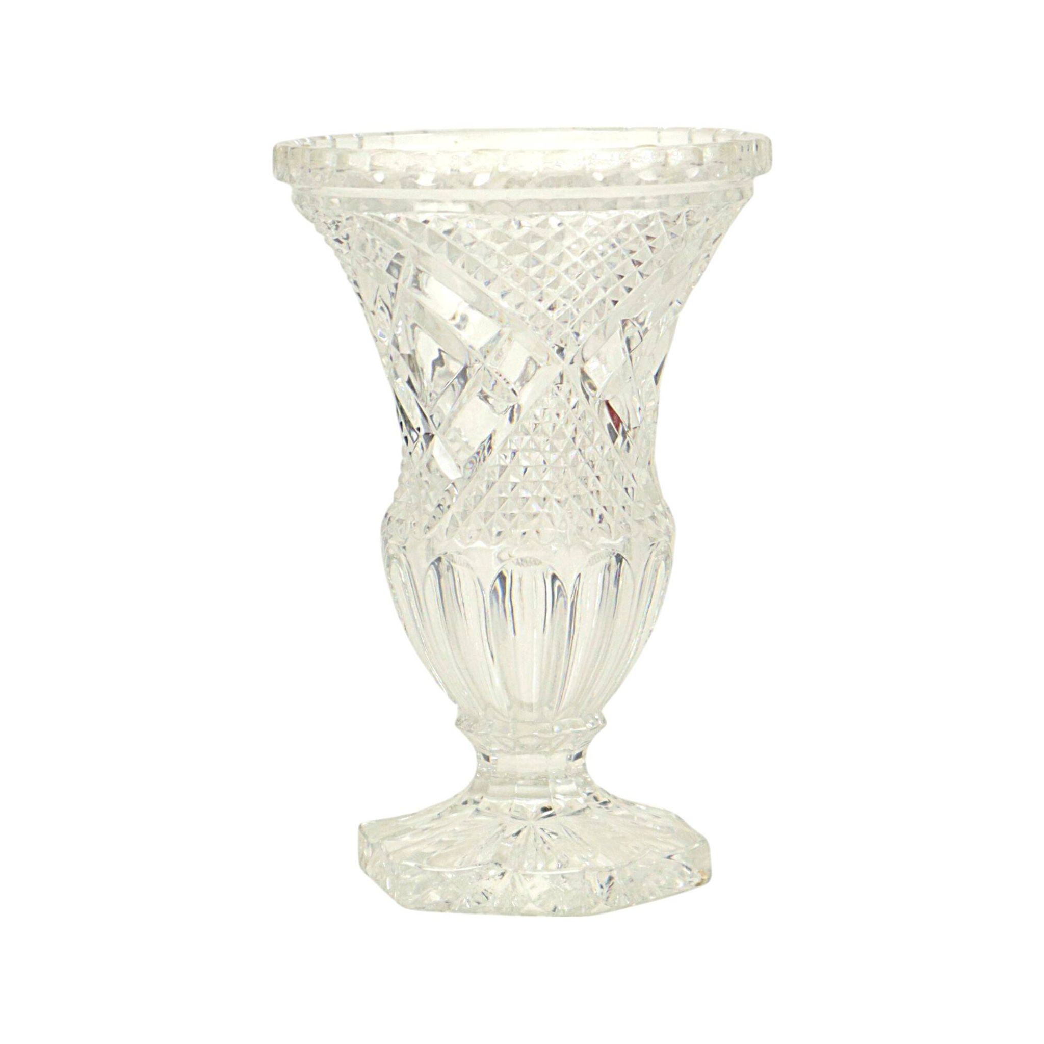 Vintage Vase Bohemian Crystal Diamond Pattern Medici 23cm