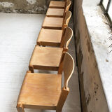 6 80s beech chairs