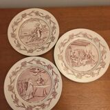 Set of 3 talking plates (a wedding in the countryside) in earthenware