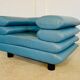 Chaise lounge suédoise vintage rétro en cuir turquoise