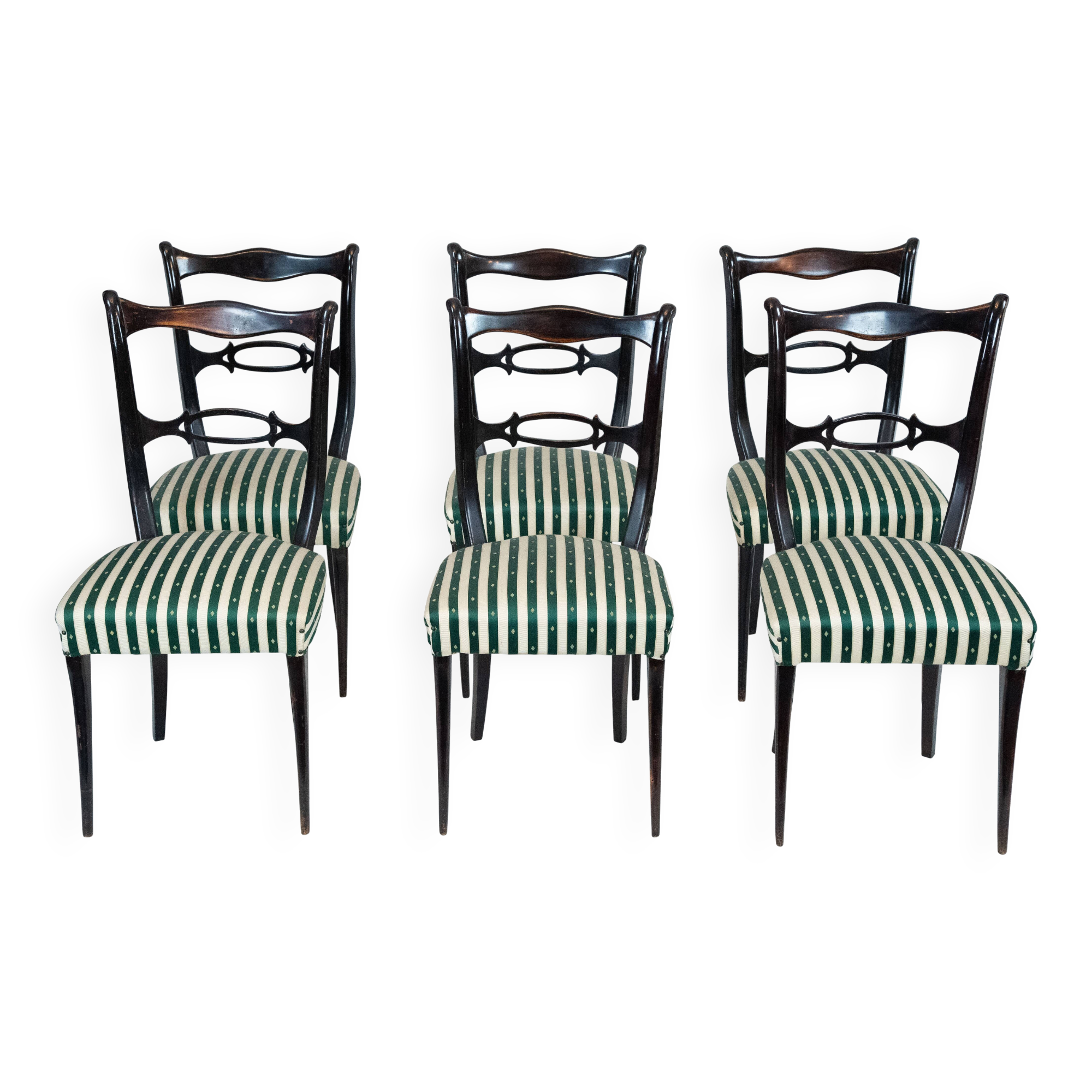 Mid-Century set of six dining chairs attributed to Paolo Buffa. Italy 1950s