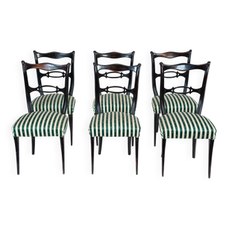 Mid-Century set of six dining chairs attributed to Paolo Buffa. Italy 1950s