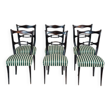 Mid-Century set of six dining chairs attributed to Paolo Buffa. Italy 1950s