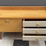 Lowboard, white skai fronts on the drawers 1960s