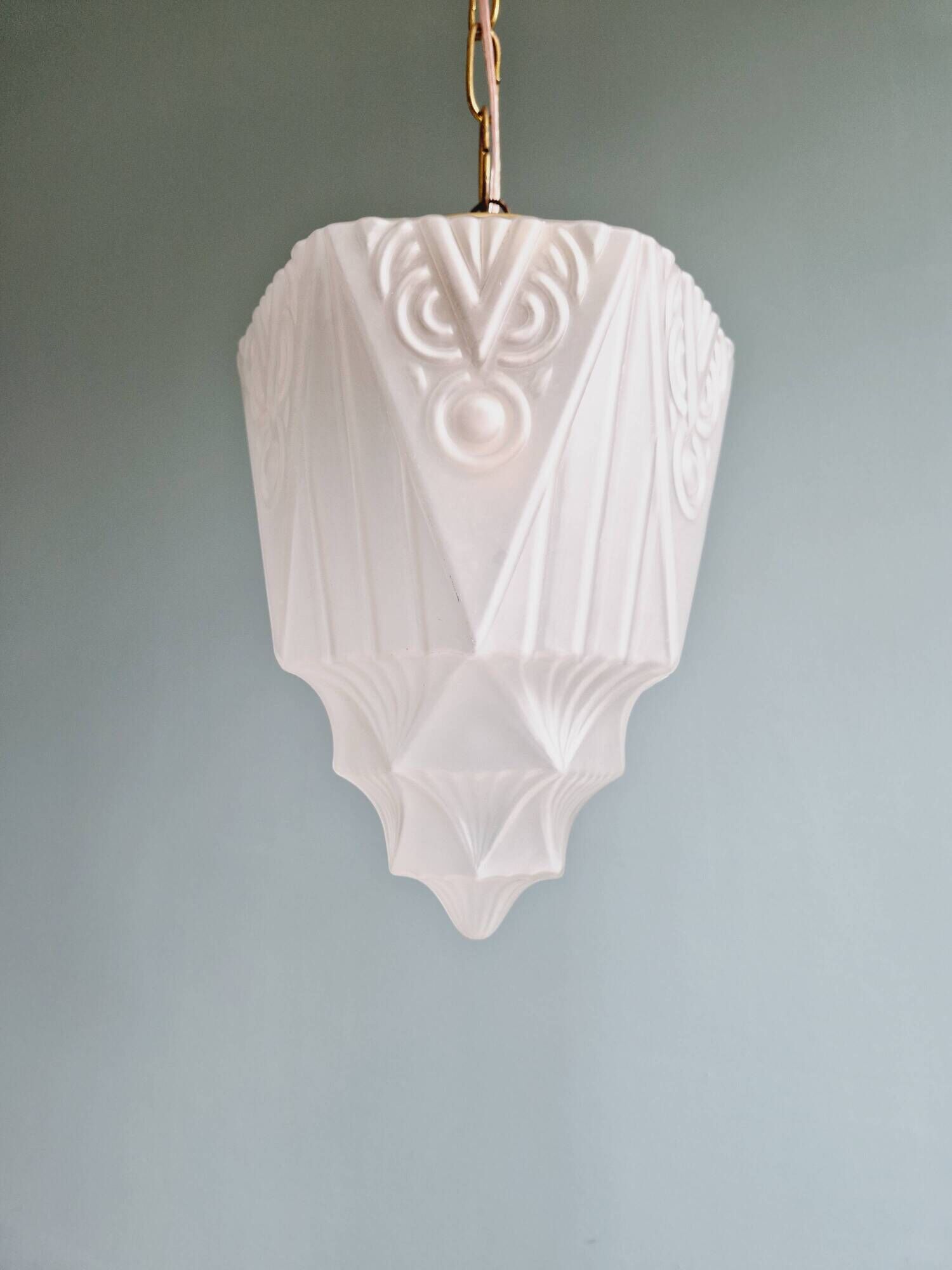 Art Deco pendant lamp in satin glass, 1920s-30s