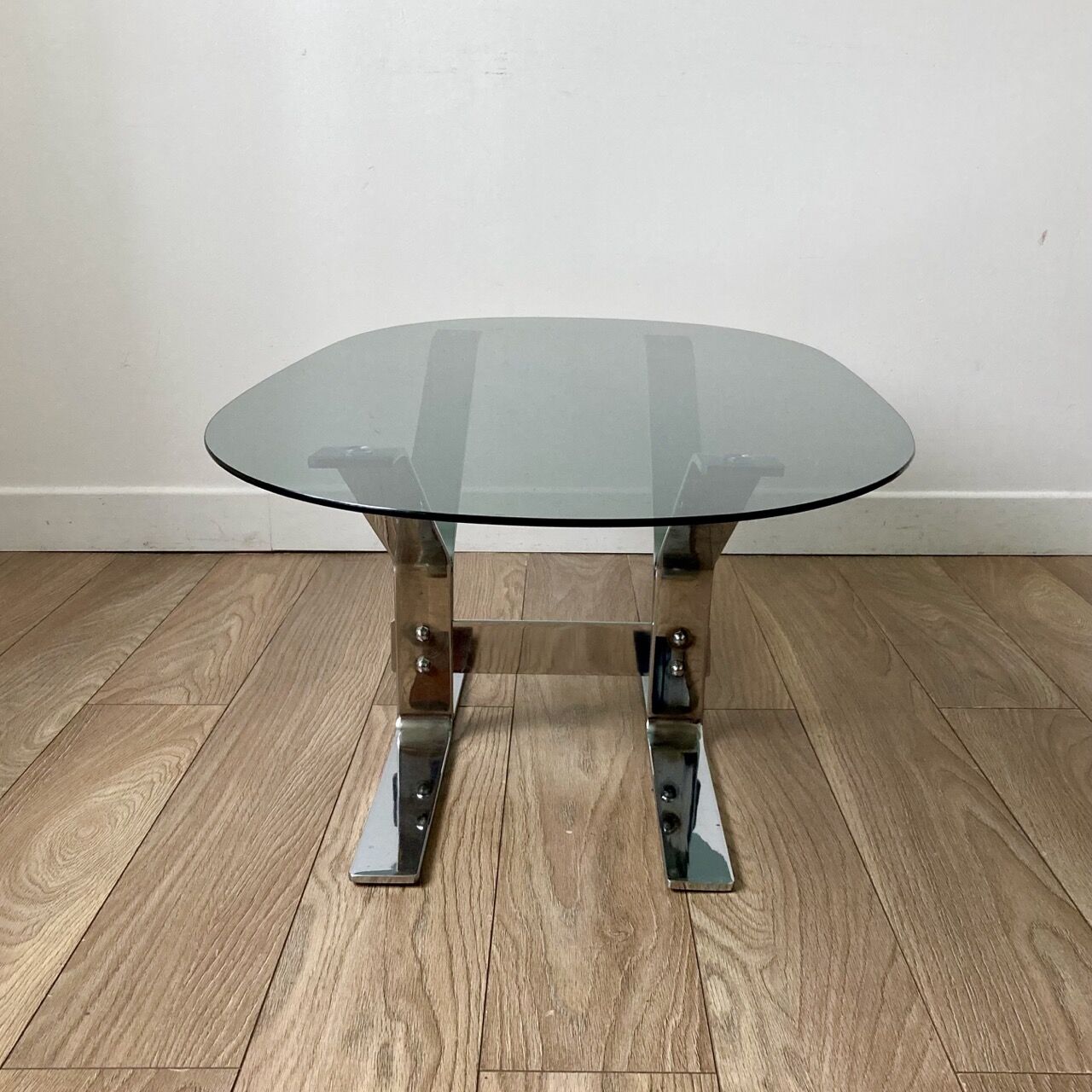 Coffee table 70s chrome and glass