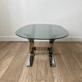 Coffee table 70s chrome and glass