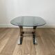Table basse années 70 chrome et verre
