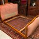 Bed in cherry wood blond carved velvet pink style Louis XV for sleeping 190x140