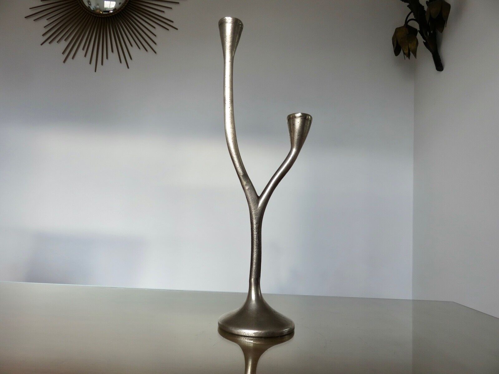 Modernist candle holder in solid bronze 1970