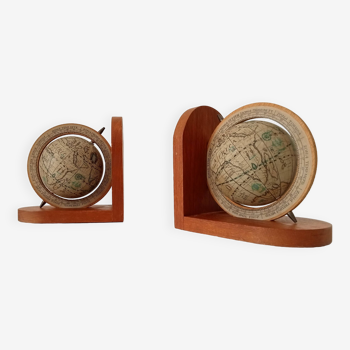 Pair of vintage World Map bookends 60s/70s