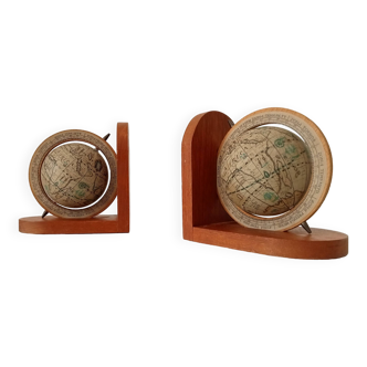 Pair of vintage World Map bookends 60s/70s