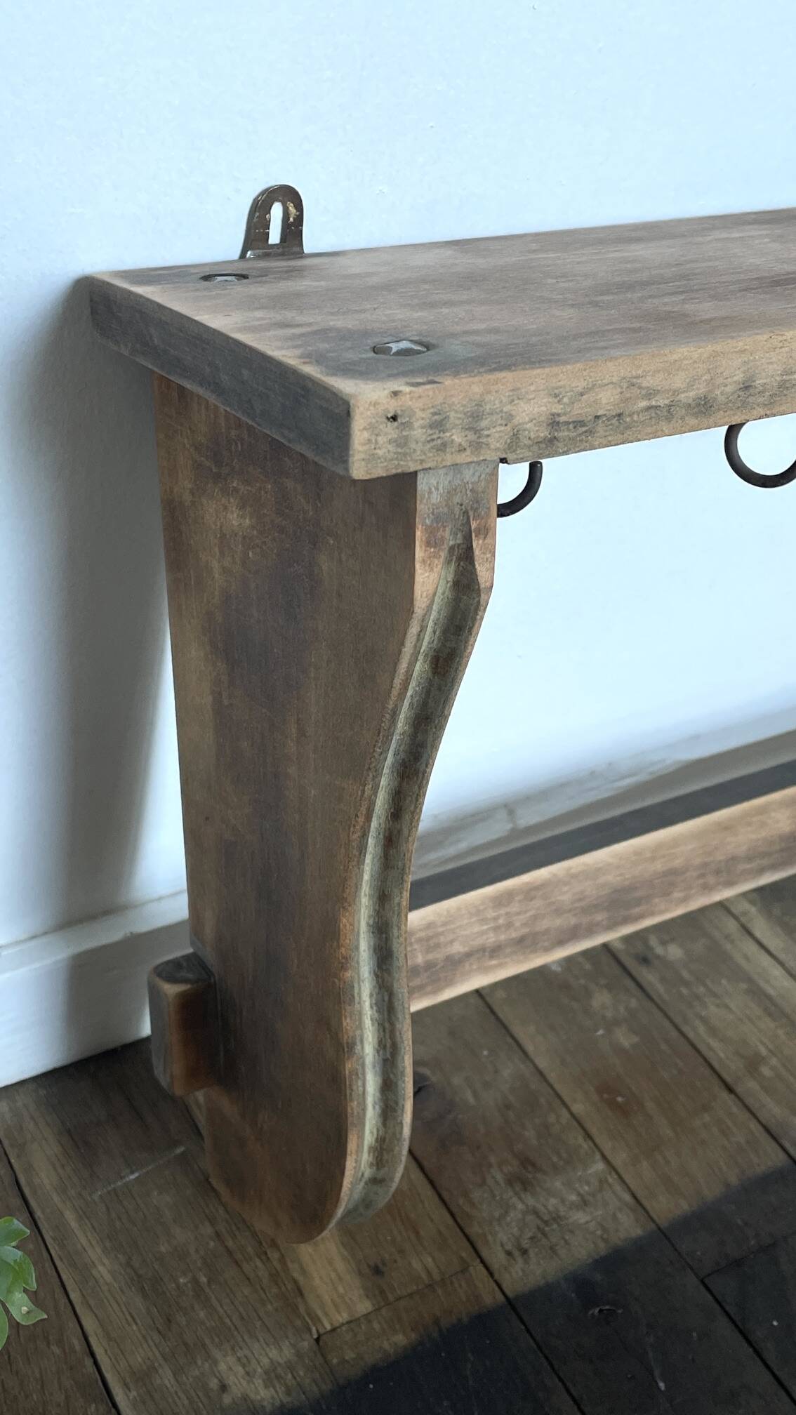 ETAGERE Vintage 5 Crochets BOIS Brut