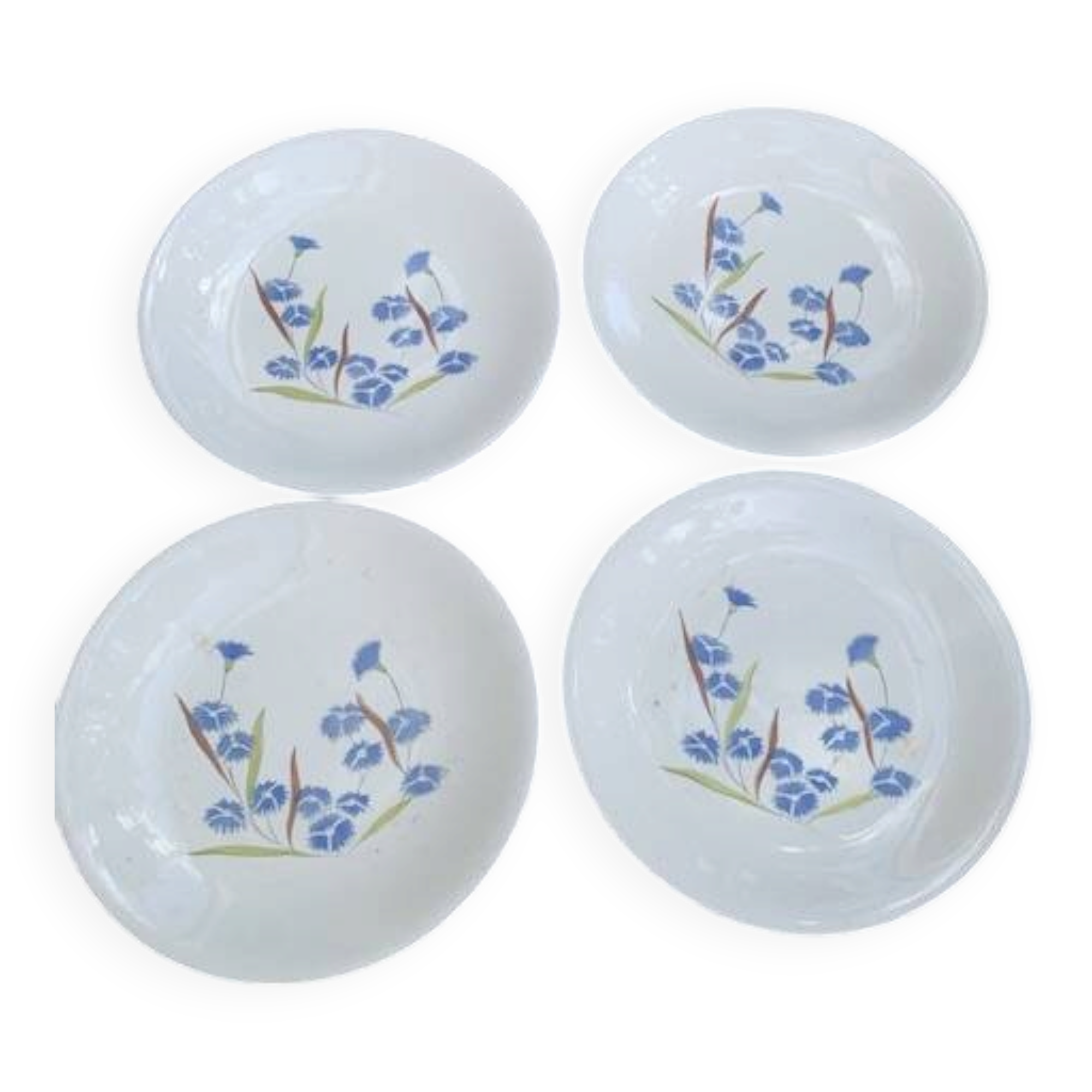 Set of 4 dessert plates Longchamp model of old bluebells.