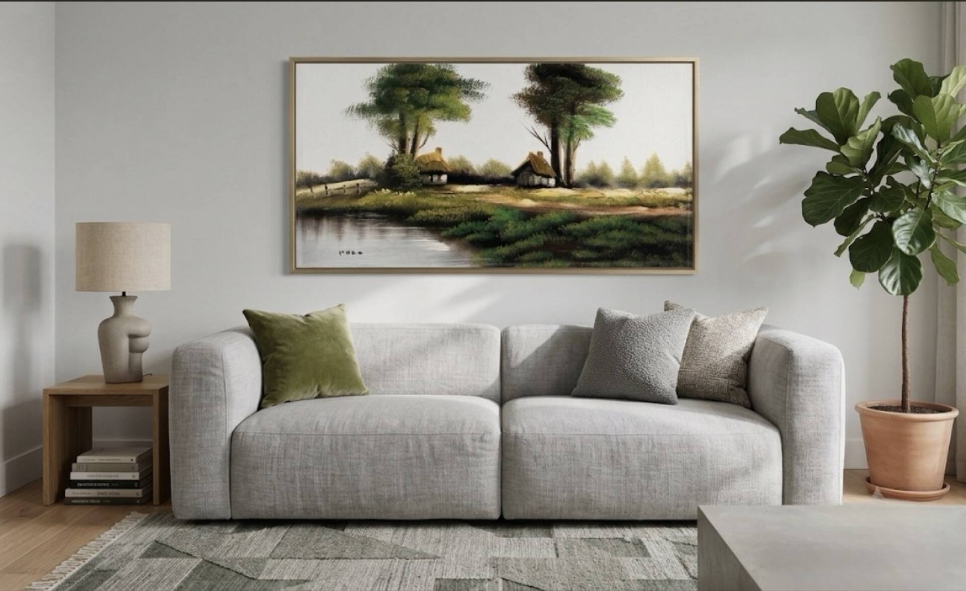 Oil on canvas Marais Poitevin signed POLO (30 x 60 cm)