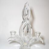 Pair of transparent Vannes crystal candlesticks