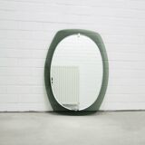 Grand miroir vintage en verre vert fumé de l'ère spatiale par Veca
