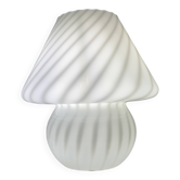 Vintage Murano Italy mushroom lamp with glossy white spiral decoration