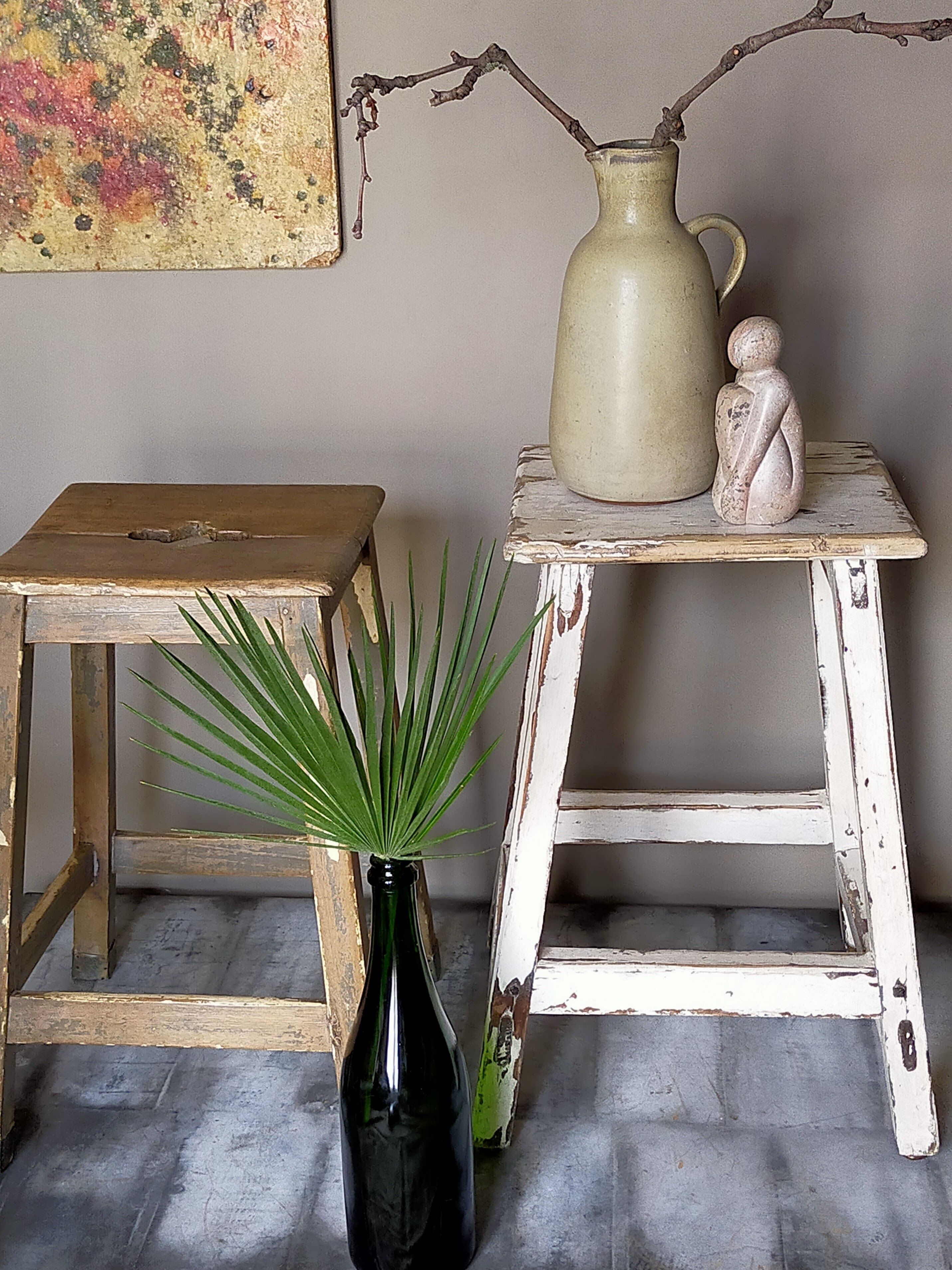 Old patinated workshop stool