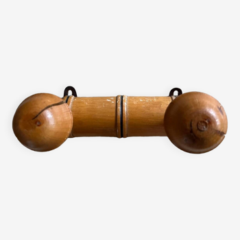 Wooden coat rack with two hooks