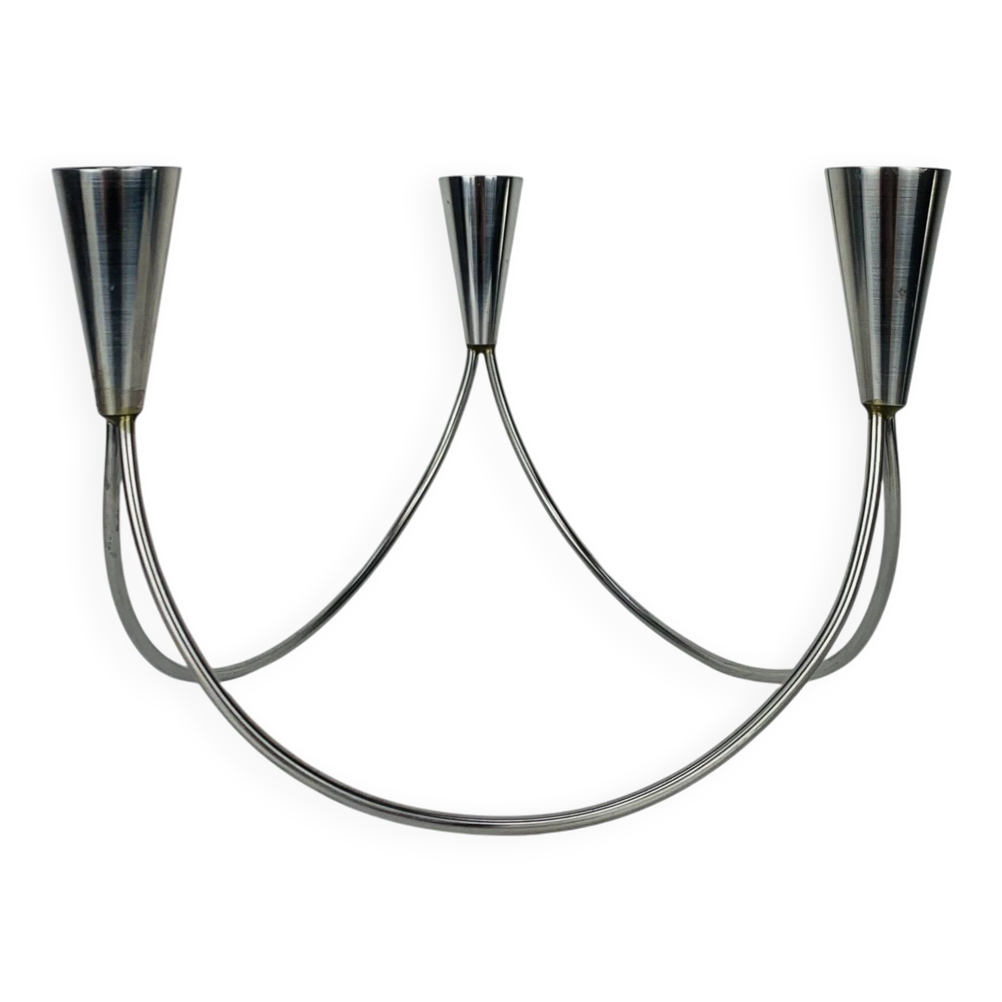 Vintage triple stainless steel candle holder