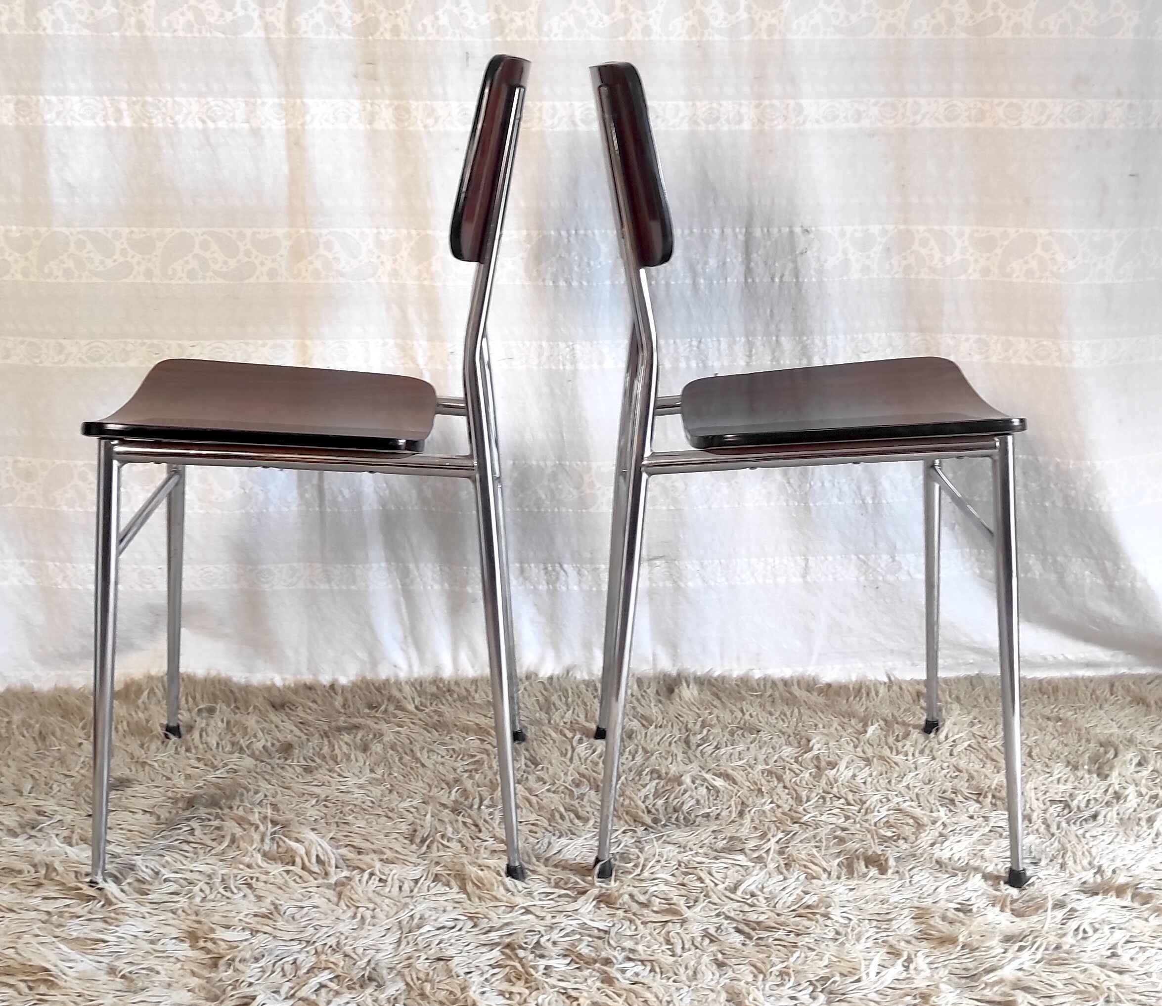 Duo de chaises formica imitation palissandre années 60