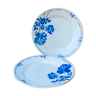 2 blue flower plates Moulin des loups hamage Gilbert