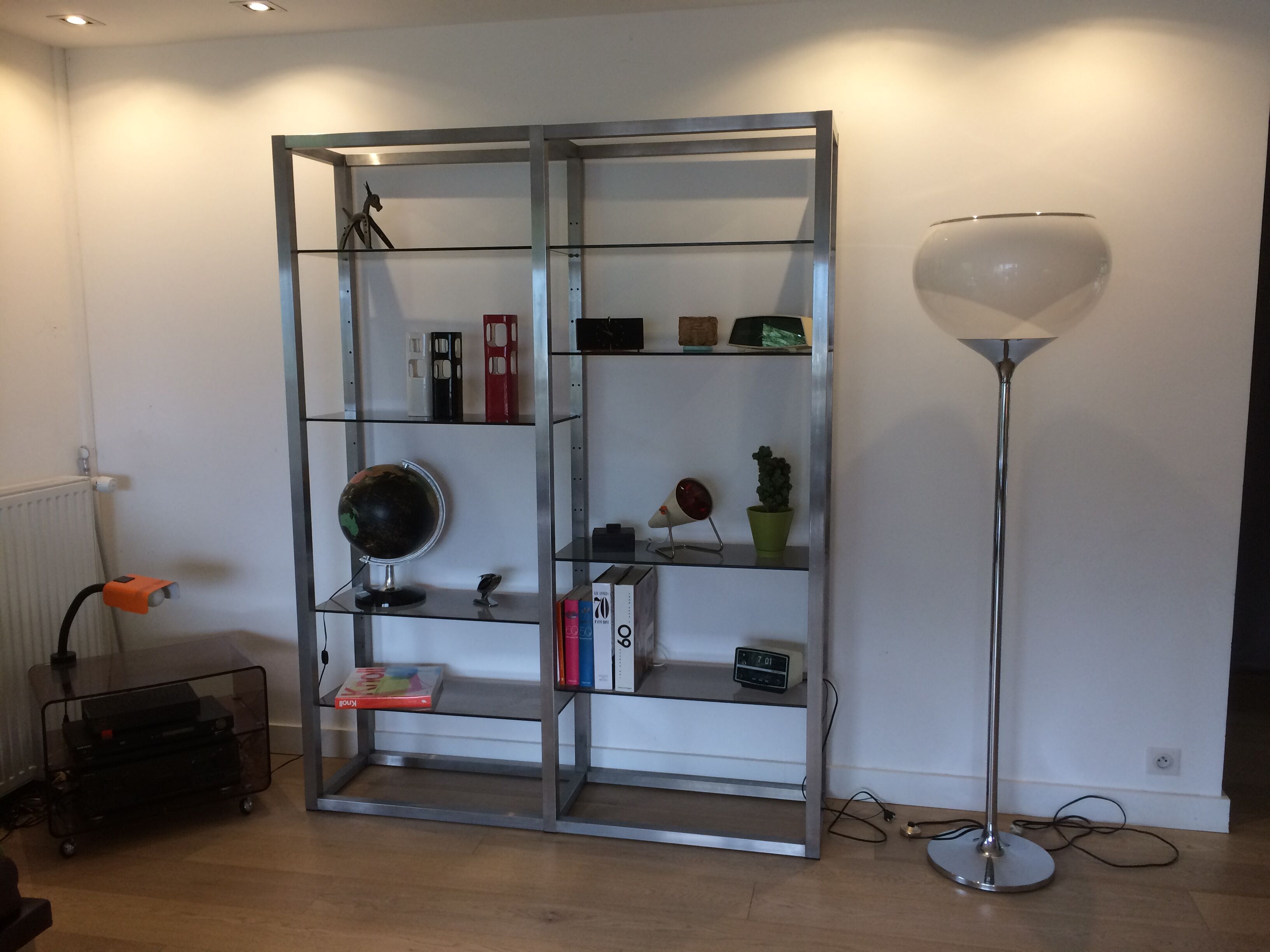 Roche-Bobois aluminium bookcase 1970
