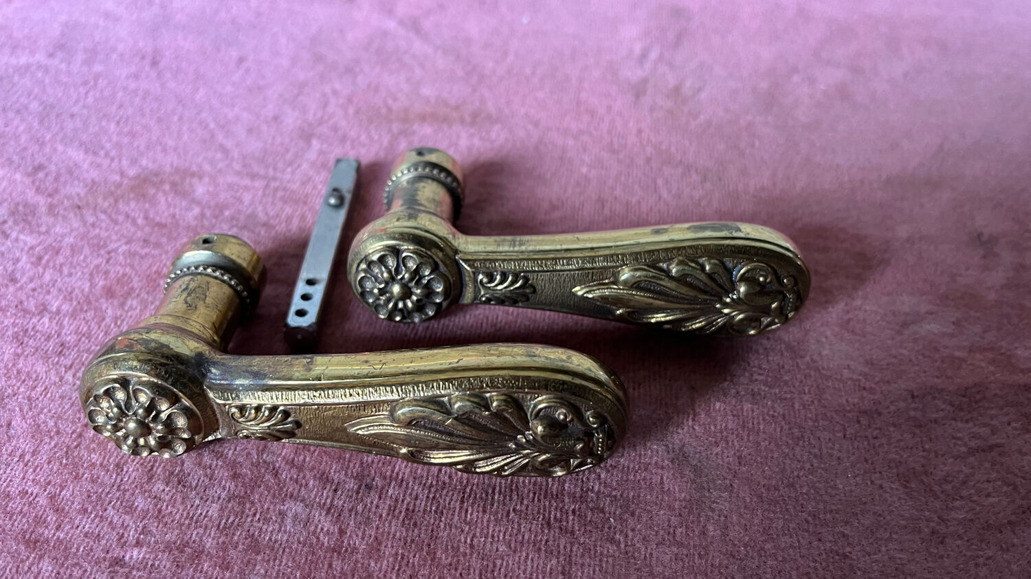 Pair of antique bronze handles