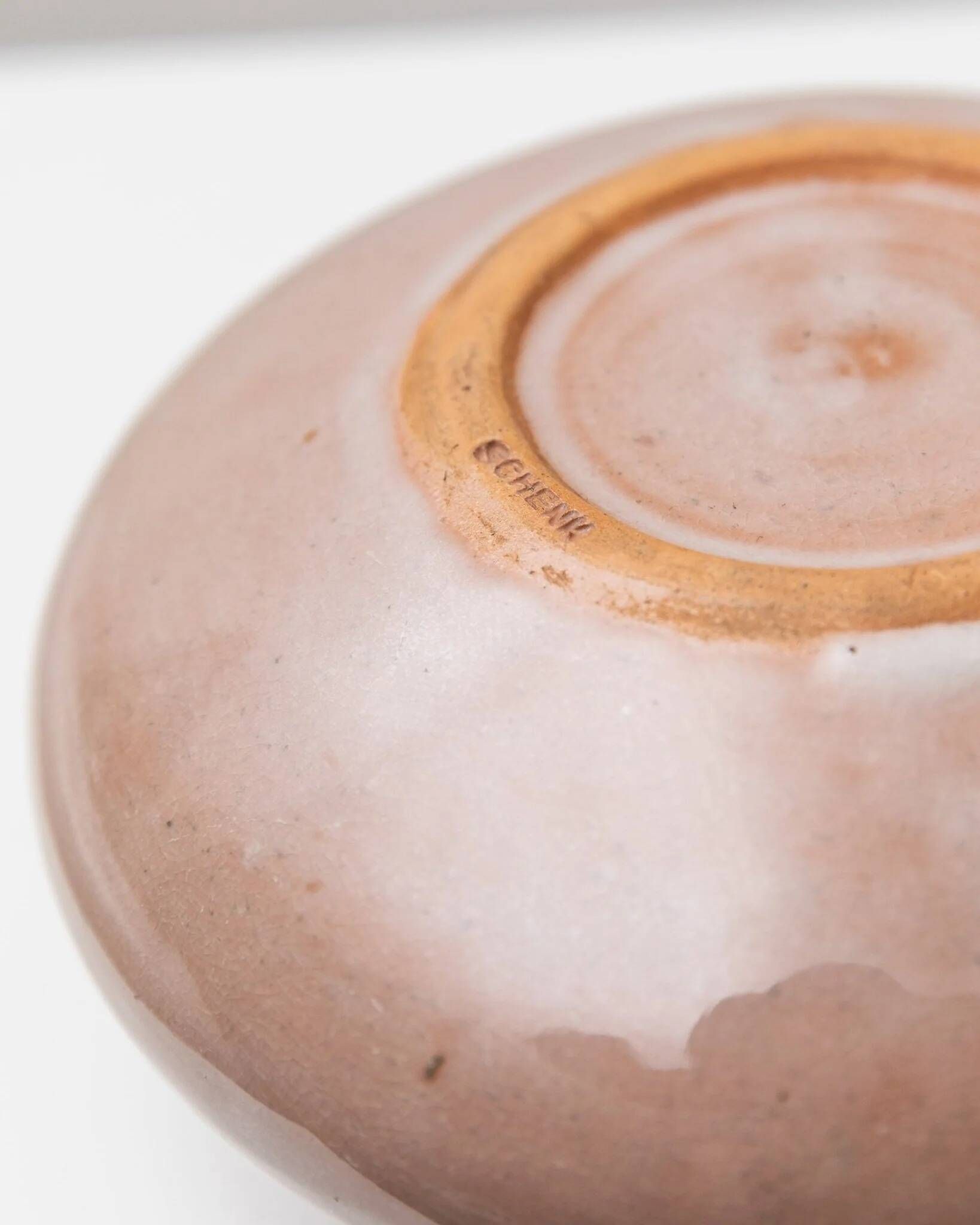 Gudrun Schenk Studio Ceramic Vase in beige-pink glaze - German Mid-Century Flower Vase, 1950s