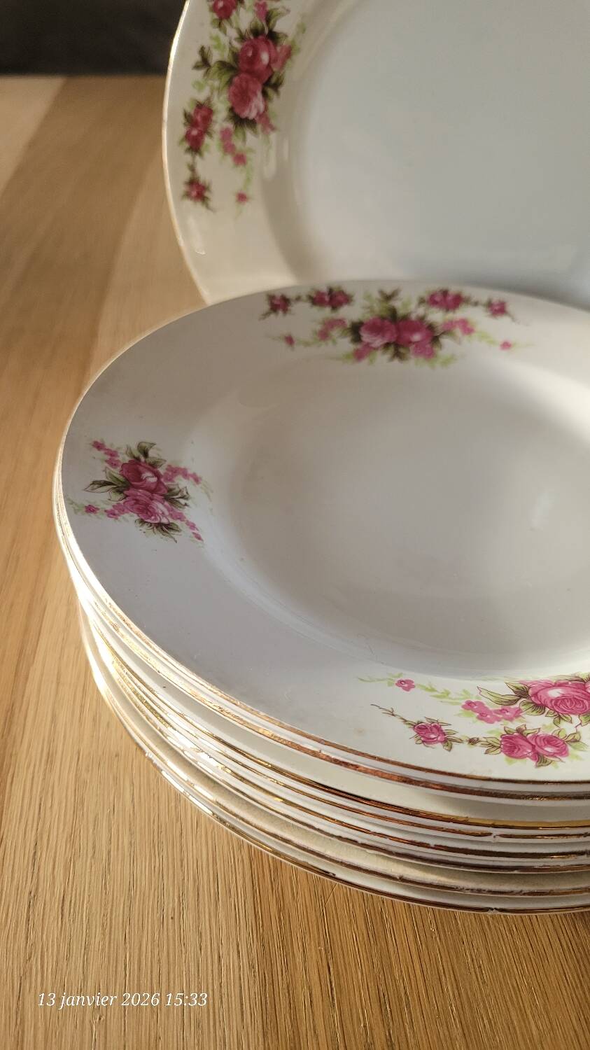 9 antique dessert plates