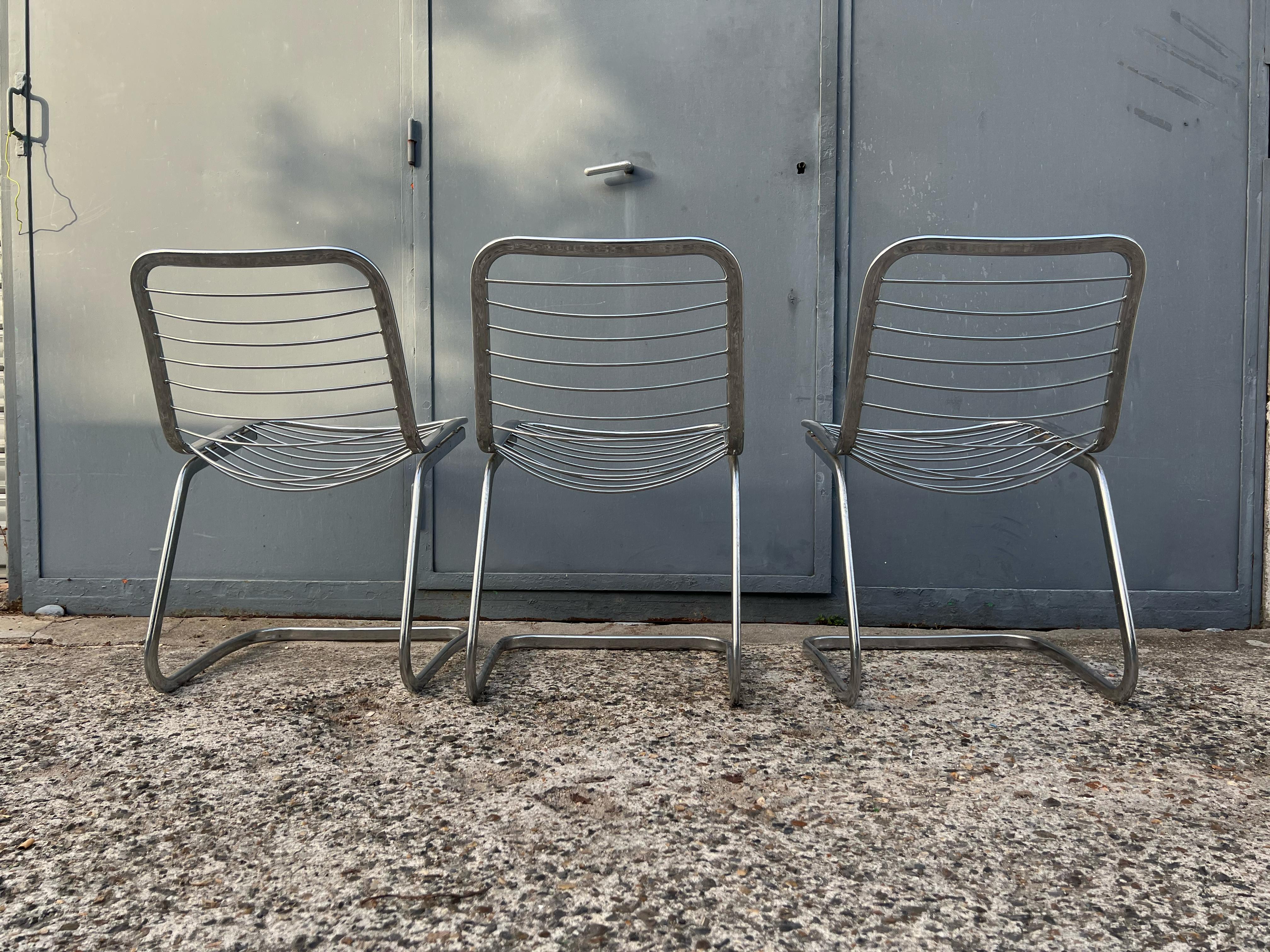 Vintage Italian design chrome metal chair from the 70s