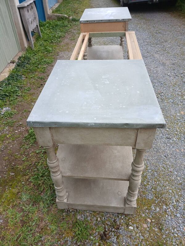 Grand meuble style drapier en bois et zinc