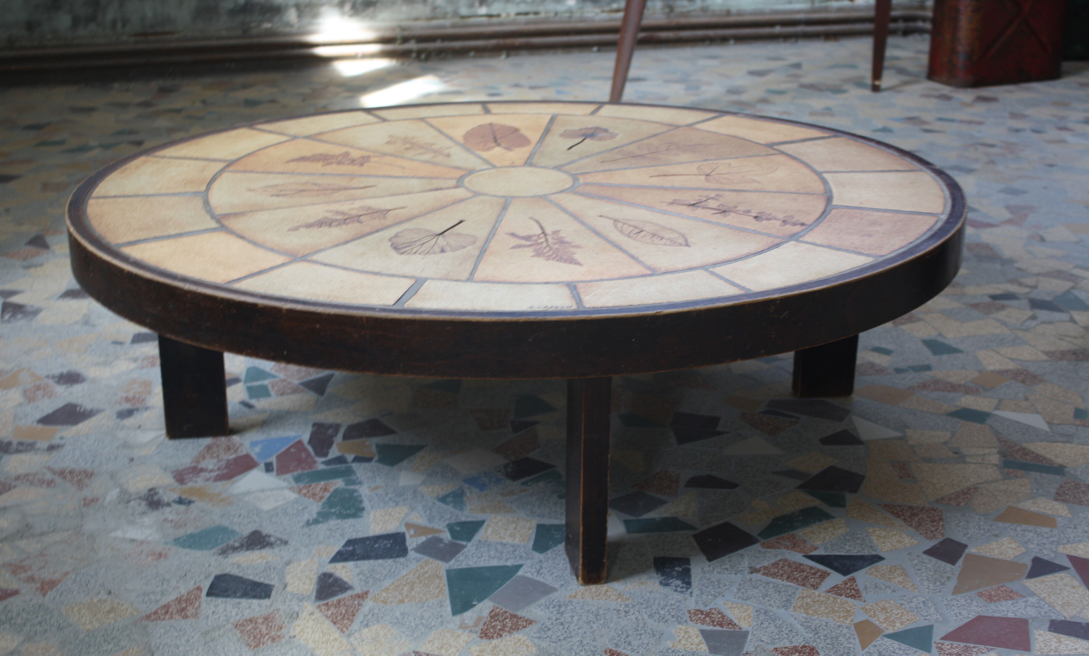 Tiled coffee table signed scrubland Roger Capron
