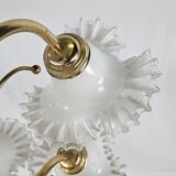 Lustre en céramique, laiton et verre de Murano des années 1970