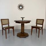 Ancienne table en bois de bistrot années 40/50 vintage finition laiton