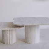 Athena irregular nesting coffee tables in porous natural travertine