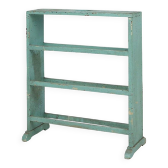 Small Industrial Mint-Colored Rack or Bookcase with 4 Shelves, Belgium 1920